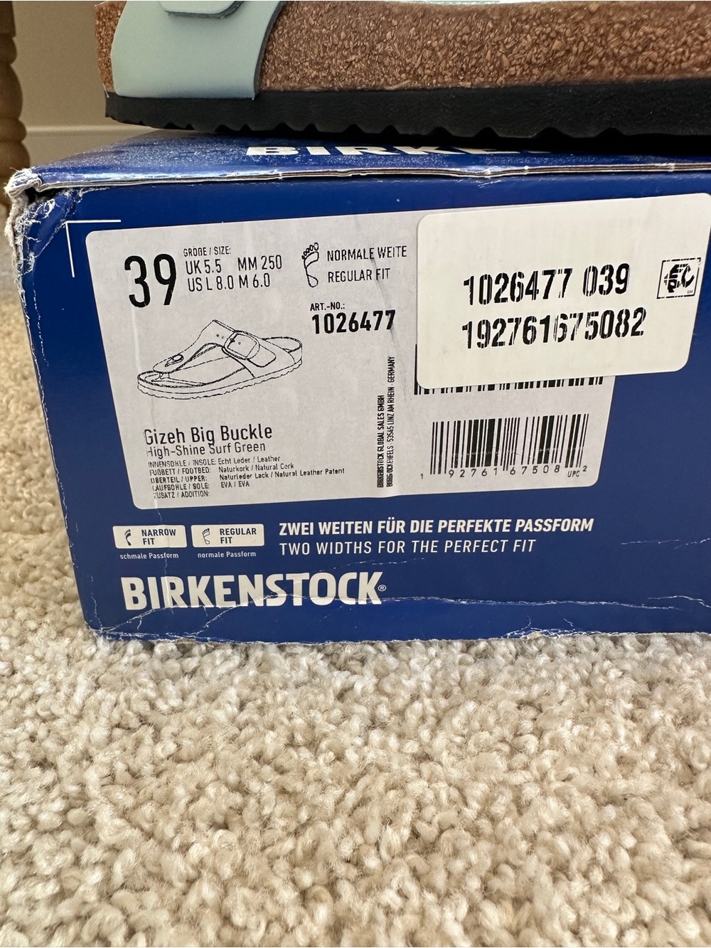 Birkenstock Gizeh Big Buckle High-Shine Surf Green 39 NWT - Picture 7 of 7